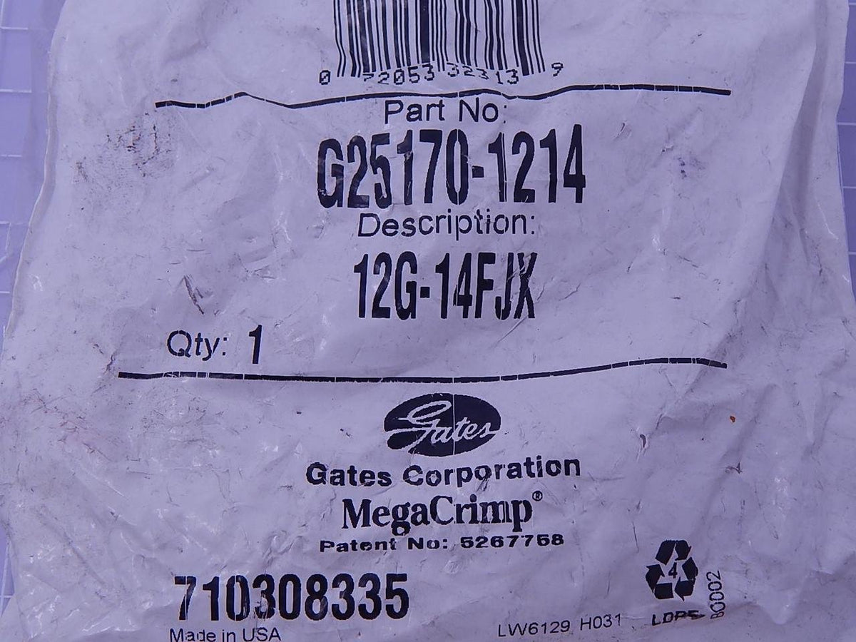 Gates G25170-1214 MegaCrimp Couplings, Female JIC 37 Flare