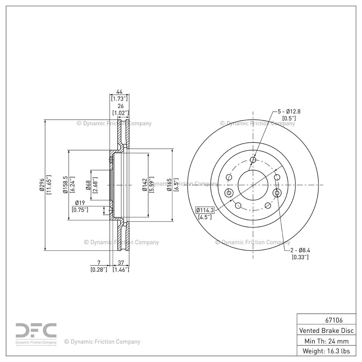 Dynamic Friction 604-67106 Front Brake Rotor
