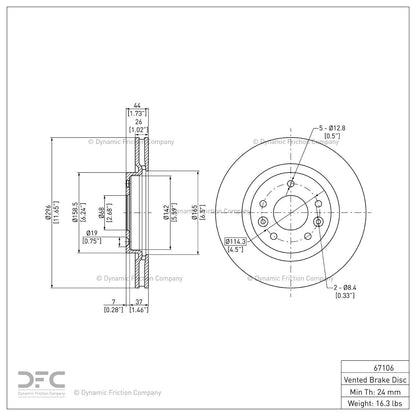 Dynamic Friction 604-67106 Front Brake Rotor