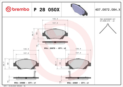 BREMBO P28050X Brembo P28050X BRAKE PAD
