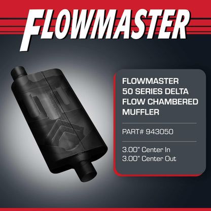 FLOWMASTER 943050 Flowmaster 50 Series Delta Flow® Muffler – 3.00" Center In/Center Out
