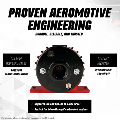AEROMOTIVE 11101 Aeromotive A1000 In-Line Electric Fuel Pump - 12V Inline External - 11101