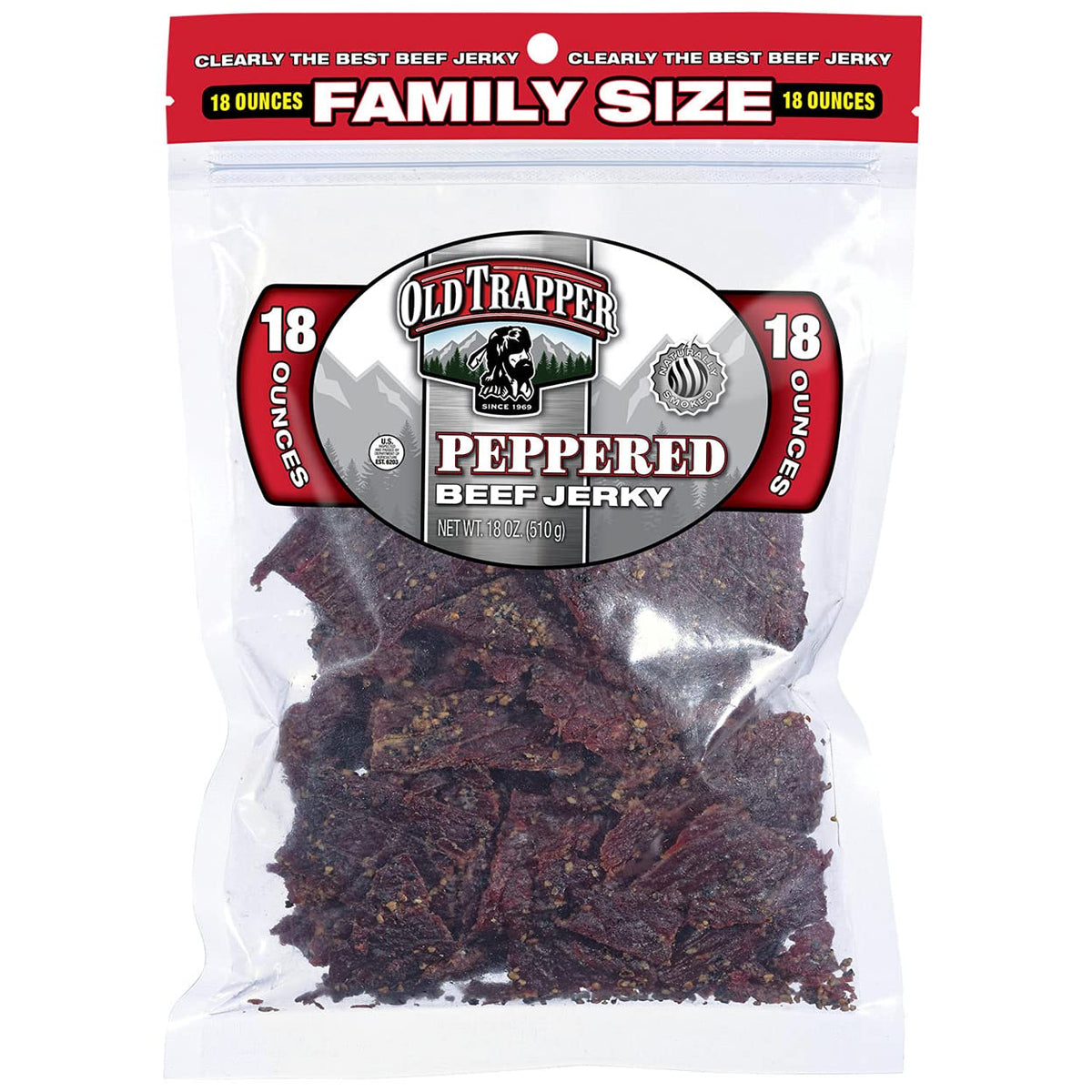 Old Trapper Old Trapper Peppered Beef Jerky, Naturally Smoked, Family Size 18 oz