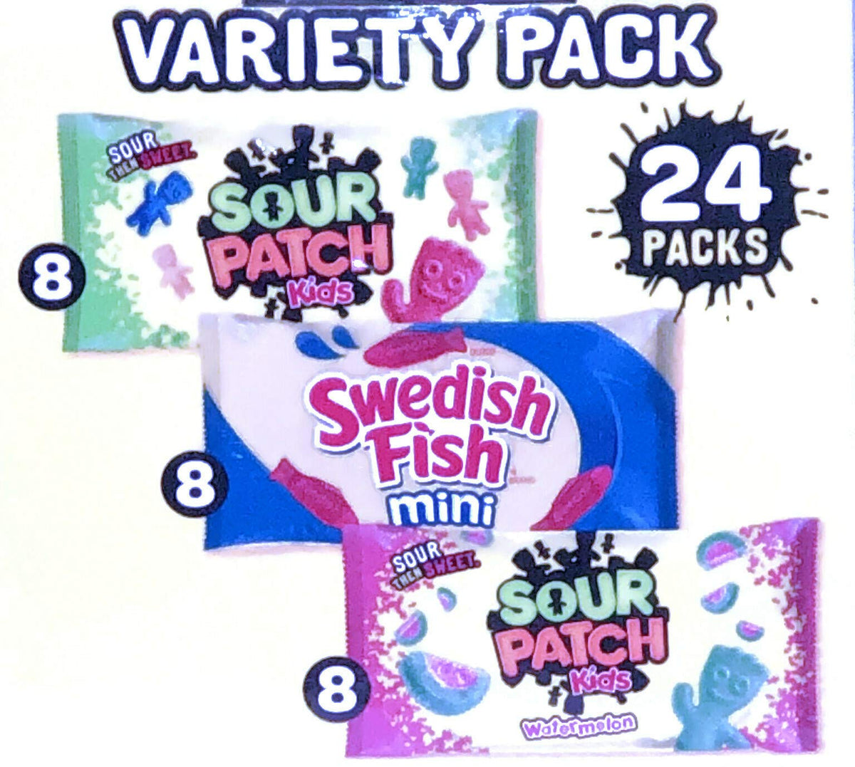 Sour Patch Kids Sour Patch Kids & Swedish Fish Variety Pack, 2 oz Bags, 24 Count