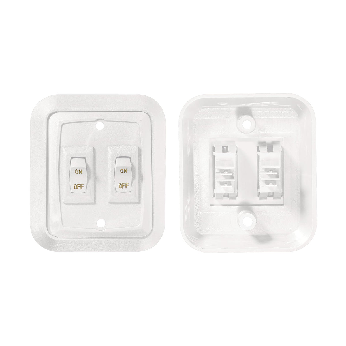 RV DESIGNER S657 RV Designer S657 White Double Wall Plate Switch w/Raised Bezel On/Off SPST