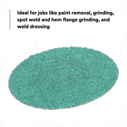 3M 36536 3M Green Corps Roloc Disc 36536, 80+ Grit, 3 in, Pack of 25 Heavy Duty, Quick Change Discs for Grinding, Coating Removal, Fast Cutting