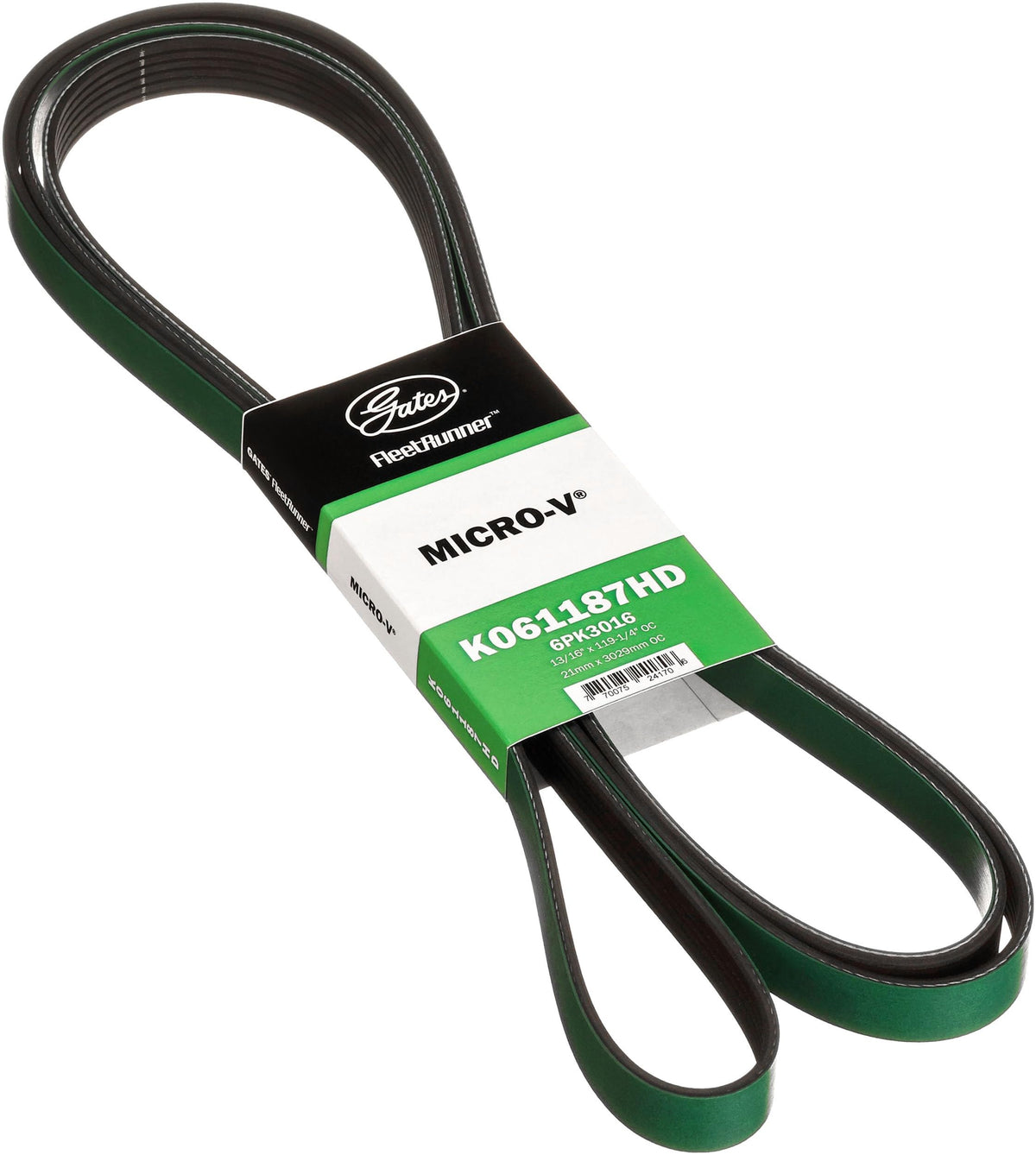 Gates K061187HD FleetRunner Micro-V Serpentine Drive Belt