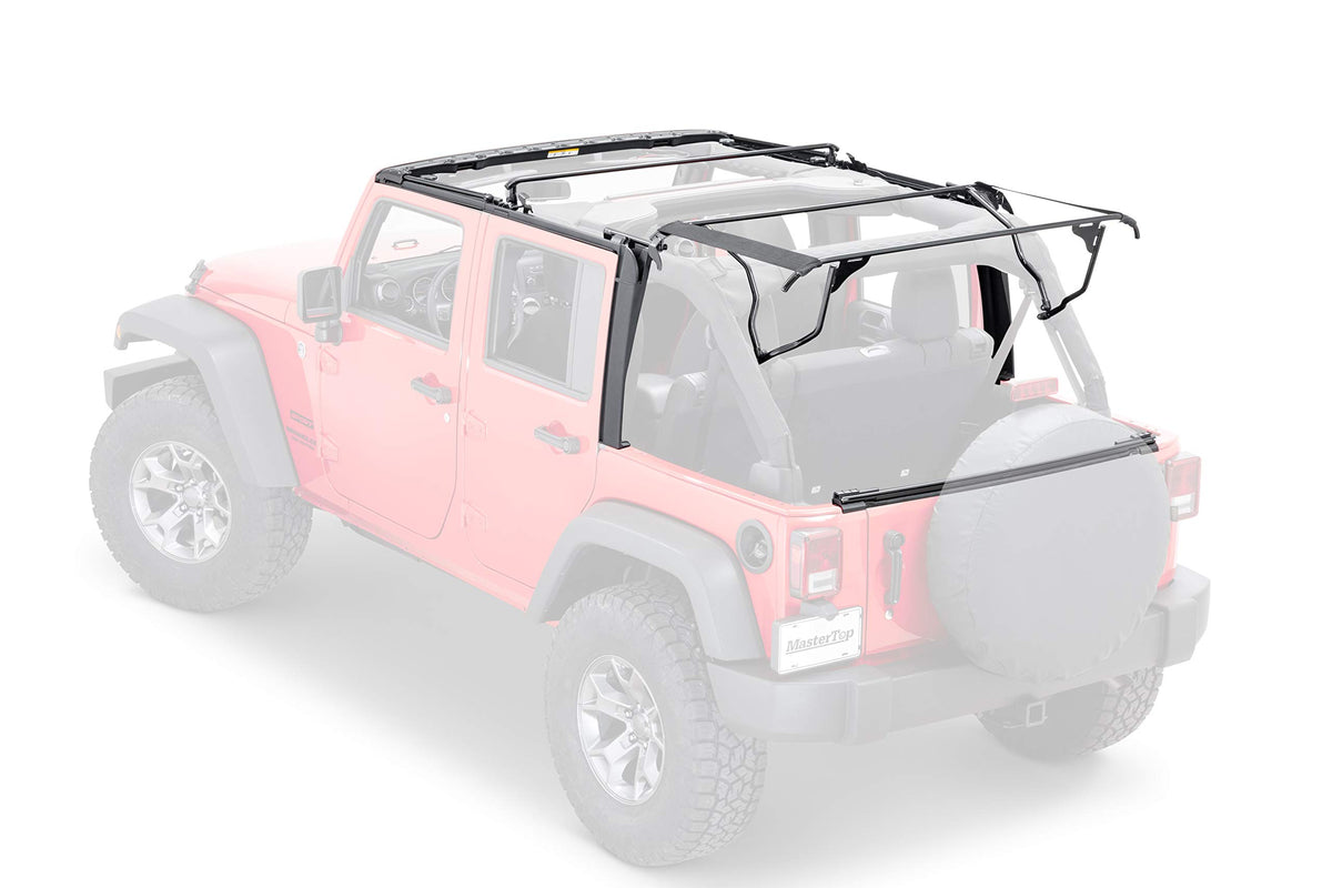 MASTERTOP 15601424 MasterTop Full Hardware Soft Top in Black Diamond Sail Cloth Fits or is compatible with 2007-2018 Jeep JK Wrangler 4 Dr Includes all bows, Dr surrounds and Tinted Glass 15601424