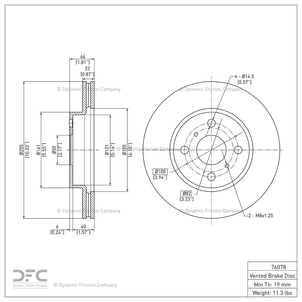 Dynamic Friction 604-76078 Front Brake Rotor