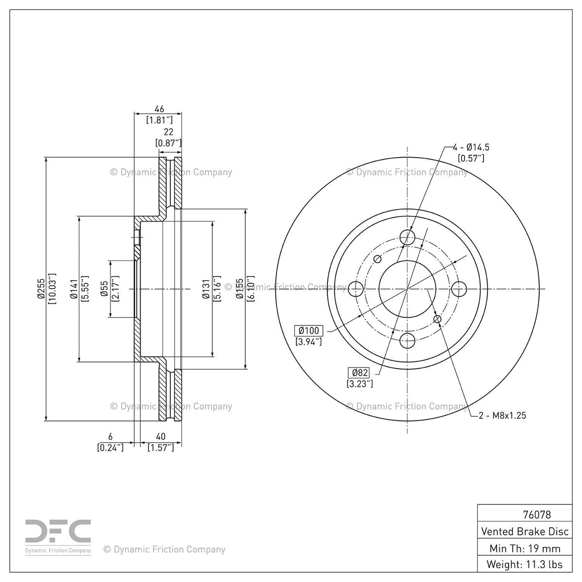 Dynamic Friction 600-76078 Front Brake Rotor