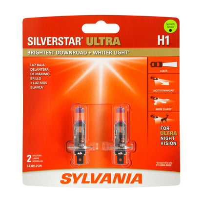 SYLVANIA H1SU.BP2 SYLVANIA H1 SilverStar Ultra Halogen Headlight Bulb, 2 Bulbs