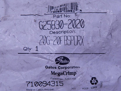 Gates G25830-2020 MegaCrimp Couplings, Female British Standard
