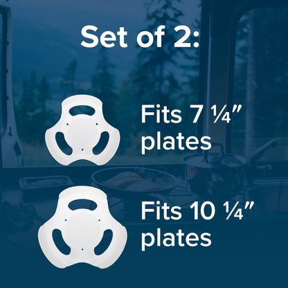 CAMCO 43601 Camco Stack-A-Plate Holder | 2 Different Sizes of Plate Holders | One Plate Holder Fits Plates Up to 7.25” & Other Dish Holder Fits Plates Up to 10.25” | Great for Travel, RV Storage & More (43601)