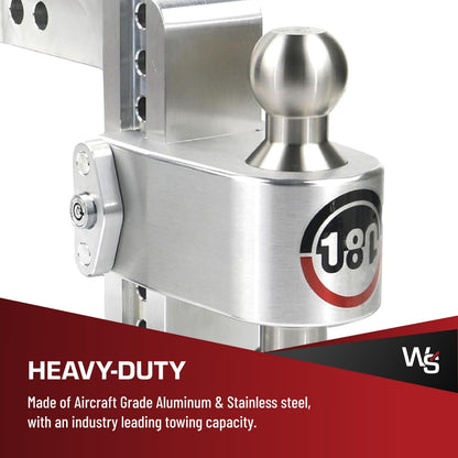WEIGH SAFE LTB6-2-KA Weigh Safe Adjustable Trailer Hitch Ball Mount, 6" Adjustable Drop Hitch for 2" Receiver w/ 2 pc Keyed Alike Lock Set, Heavy Duty Aluminum Trailer Tow Hitch w/ Stainless Steel Tow Balls, 12,500 GTW