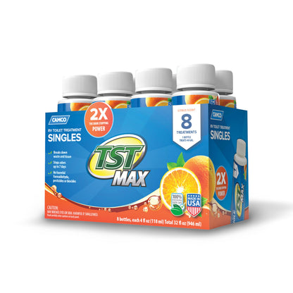 CAMCO 41191 Camco TST MAX RV Toilet Treatment -(8) 4oz Bottles - Orange-Made in the USA