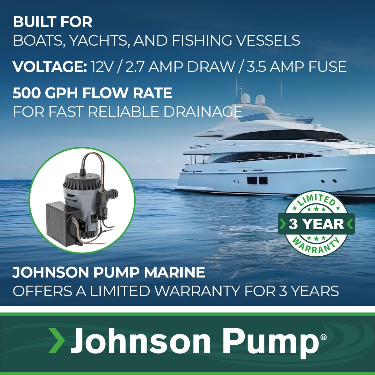 JOHNSON PUMP 10-13635-01 Johnson Pump 10-13635-01 Aqua Void Ultima Combo - 12V, 500 GPH