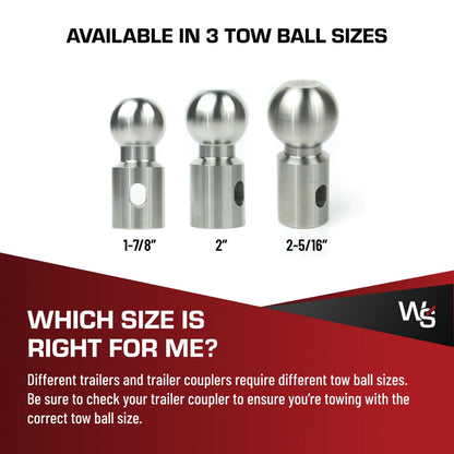 WEIGH SAFE WSB-L Weigh Safe Tow Ball - Stainless Steel Hitch Ball - Premium Towing Accessories - L, 1-7/8" Tow Ball, 7,500 GTW & 1,500 lb Tongue Weight