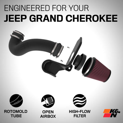 K&N FILTER 63-1593 K&N Cold Air Intake System: High-Flow Air-Filter, Increase Performance & Horsepower: Compatible with 2022-2023 JEEP Grand Cherokee; 2022-2023 JEEP Grand Cherokee L, 63-1593