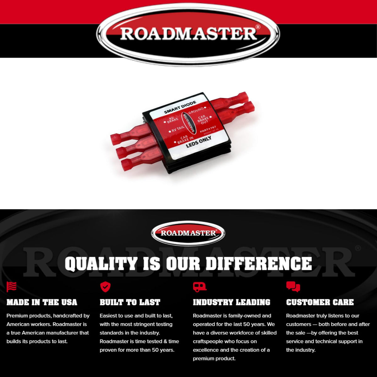 ROADMASTER 789 Roadmaster 789 Set of 2 Smart Diode fits RV to Flat Towed Vehicle Connections with Variable Voltage and LED Lighting | Easy Installation | Aluminum Heat Sink | Epoxy Case