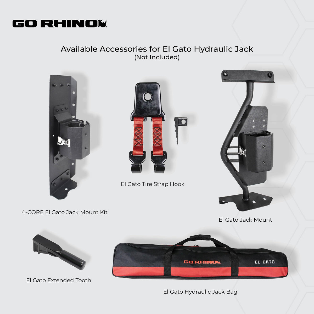 GO RHINO XG-RJ50020B Go Rhino El Gato EG1 Hydraulic Jack - Extended Tooth – Aluminum, Black – XG-RJ50020B