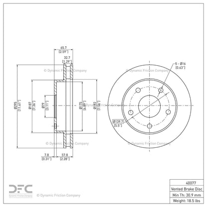 Dynamic Friction 604-40077 Front Brake Rotor