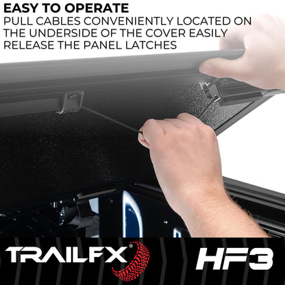TRAILFX TFX8011 TrailFX Hard Tri-Fold Truck Bed Tonneau Cover Fits 2019-2025 Ram 1500 6.5 Foot Bed No RamBox Gloss Black Aluminum Low Profile Lockable 3-Panel Folding Design TrailFX TFX8011 HF3