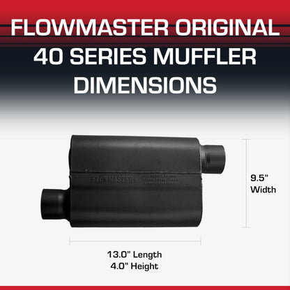 FLOWMASTER 43043 Flowmaster 40 Series Chambered Muffler – 3.00" Offset In / 3.00" Offset Out