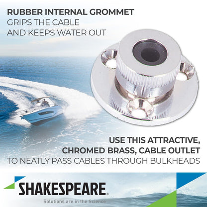 SHAKESPEARE 4184 Shakespeare 4184 Chrome-Plated Cable Outlet for RG-8/AU, 8X, 58, 59, 213 Coax Cables