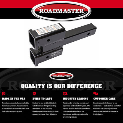 ROADMASTER 077-2 Roadmaster 077-2 Dual Receiver Hitches with 2" Top and Bottom Offset fits 2" Receiver Hitch | 10,000 lbs Towing Capacity | 400 lbs Max Tongue Weight | Durable Powder Coat Finish | Made in the USA