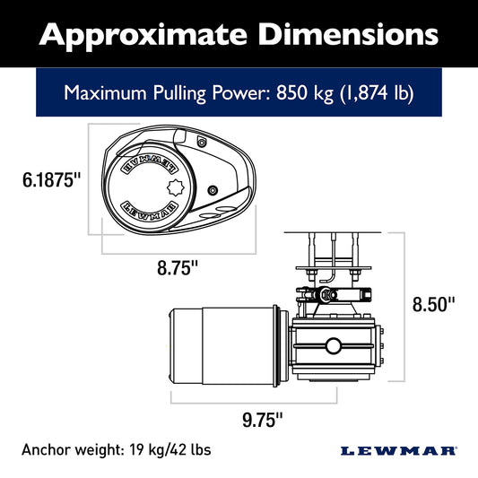 LEWMAR 6672011108-138 Lewmar 12V/700-Watt V2 Gypsy Only for Electric Power/Sailboats 30'-40' with Stainless Steel FastFit, Fits 5/16" G4 Chain, Max Pull 1,875 lbs. - 2020201194