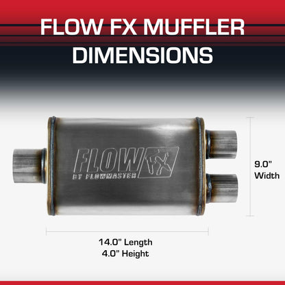 FLOWMASTER 72198 Flowmaster Flow FX Chambered Muffler – 3.00" Center In / 2.50" Dual Out