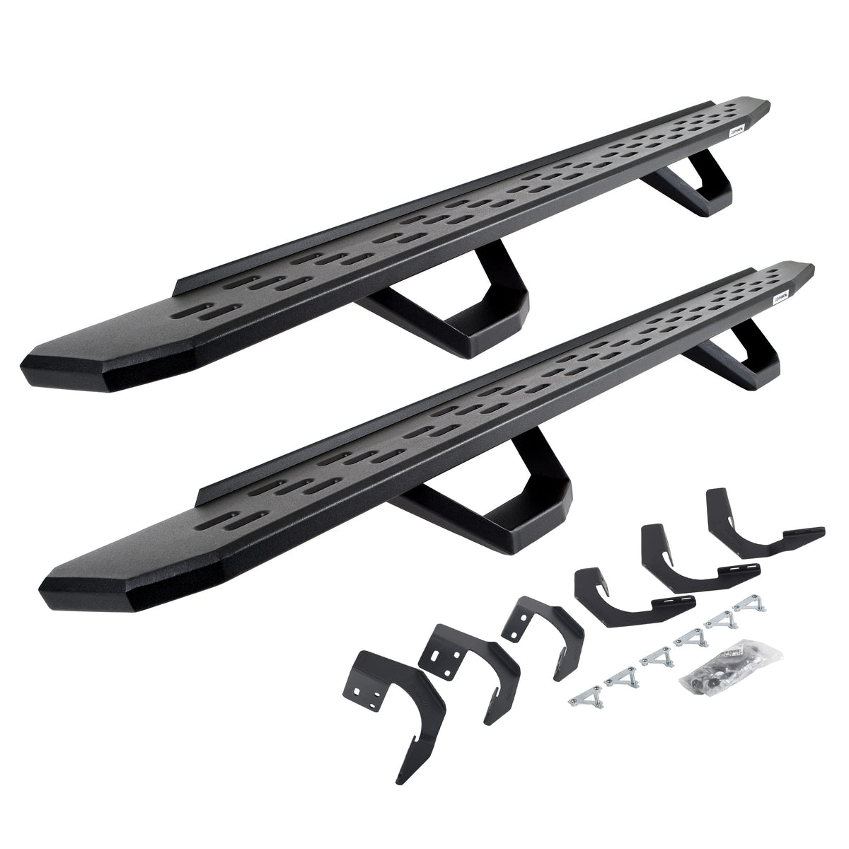 GO RHINO 6962068720PC Go Rhino RB30 Running Boards, Brackets, & 2 Pair of Drop Steps | Galvanized Steel, Textured Black | 6962068720PC | Fits 2015-2018 Ram 1500 Crew Cab; 2019-2023 Ram 1500 Classic Crew Cab