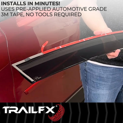 TRAILFX 4182H TrailFX 4182H 4-PC Low Profile Tape-On Smoke Window Vents Acrylic Rainguards Fits 2022-2026 Ford Maverick Outside Channel Mount Set of 4