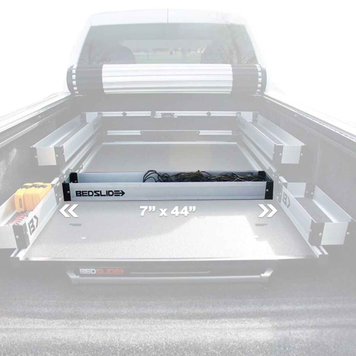 BEDSLIDE BSA-DK Bedslide Bedbin Deck Divider Truck Bed Organizer, Storage Bin Insert, Separate and Organize Gear, Additional 7x44 Inches of Space, Silver