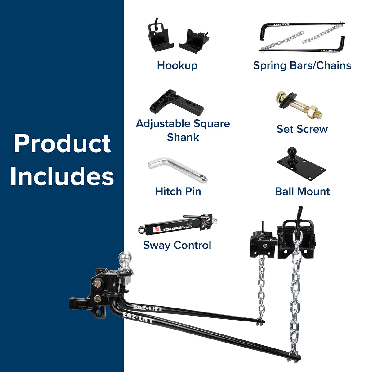 CAMCO 48057 Camco Eaz-Lift Elite Round Bar Weight Distribution Hitch, 800 lb, 48057