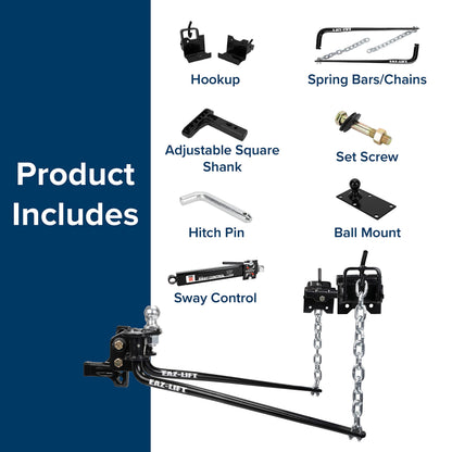 CAMCO 48057 Camco Eaz-Lift Elite Round Bar Weight Distribution Hitch, 800 lb, 48057