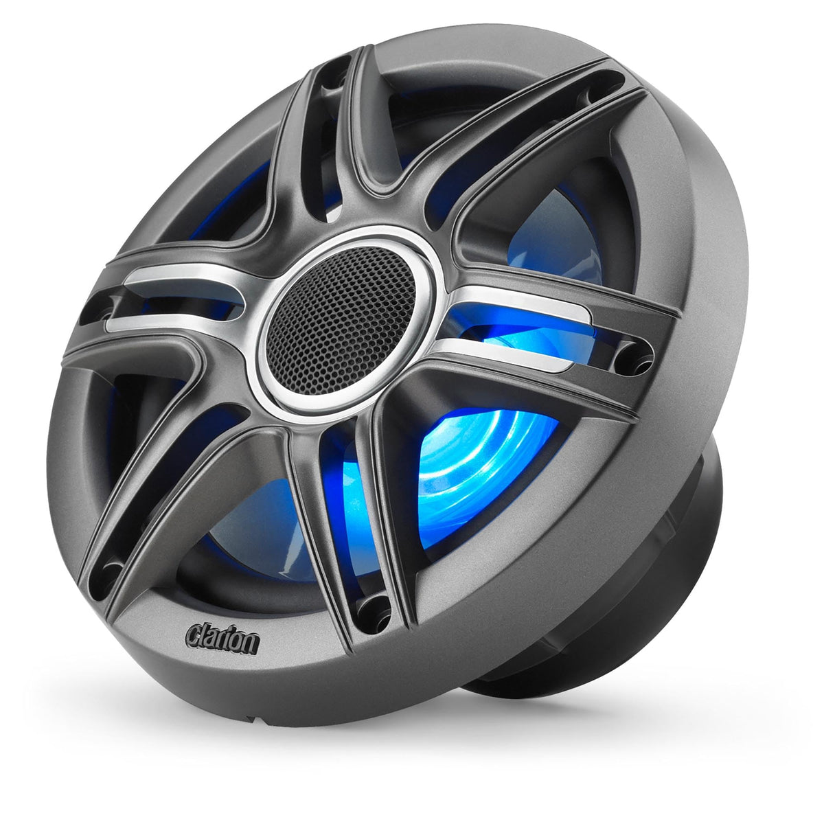 CLARION 010-03048-00 Clarion CMSP-651RGB-SWG Premium 6.5-inch Coaxial Marine Speakers with Built-in RGB Illumination, 50W RMS, with White & Gray Metallic Grilles