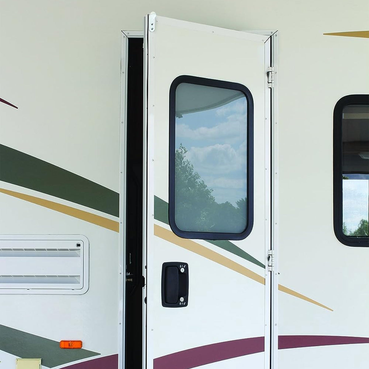CAMCO 42005 Camco Durable and Rotates 360 Degree Awning Door Roller Ball with Screen Door Slider and Mounting Hardware, Fits Round or Square RV Door, White