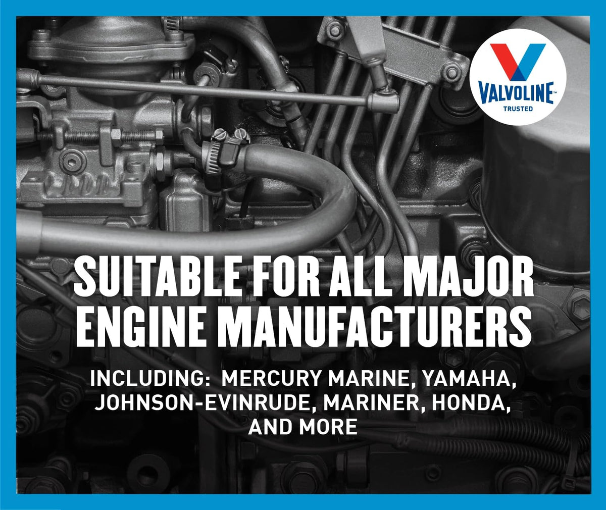 VALVOLINE 899557 Valvoline 4-Stroke Marine Full Synthetic Engine Oil 1 Quart (Pack of 6)