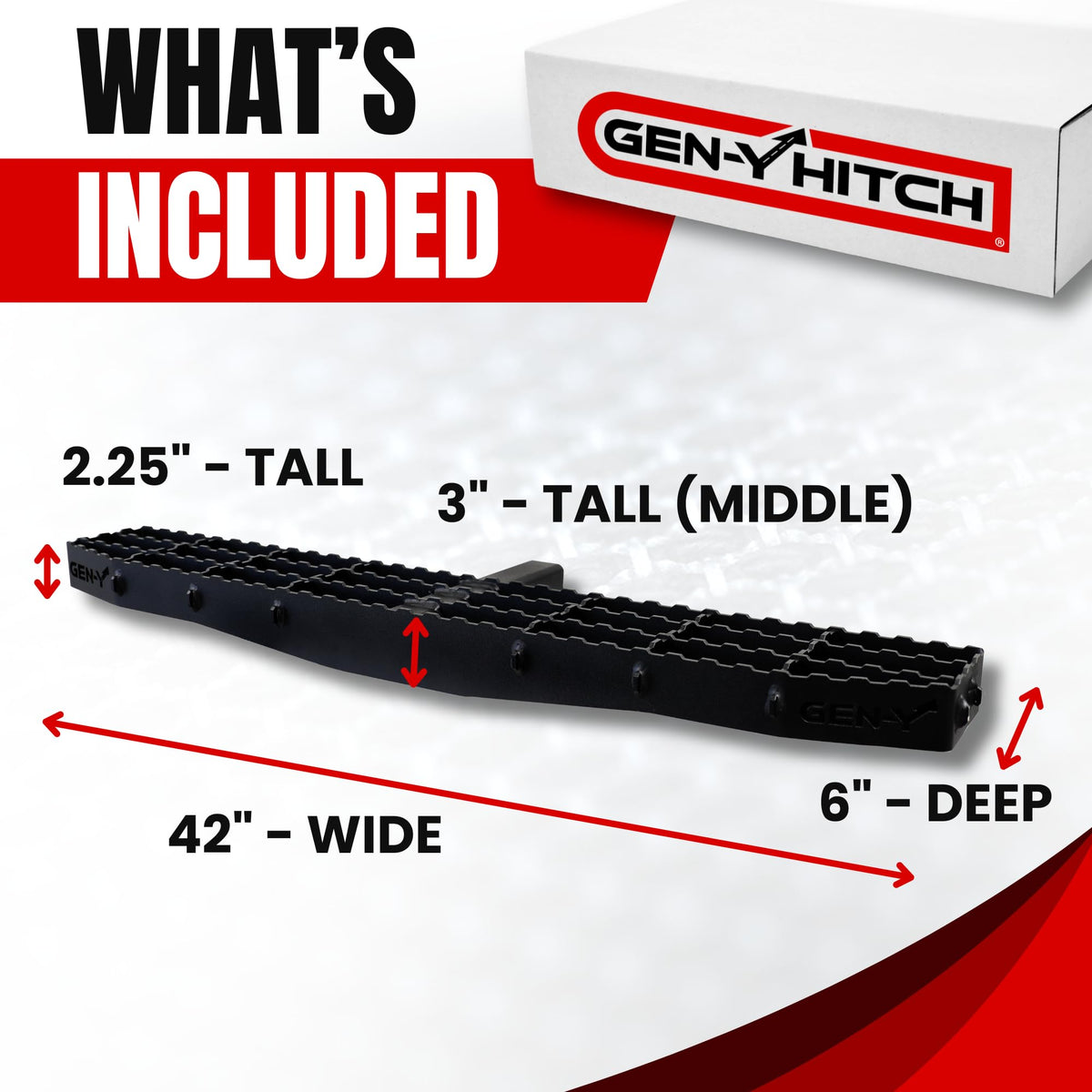 GEN-Y HITCH GH-102622 GEN-Y Hitch Extra Wide Heavy-Duty Hitch Step with Serrated Boot Scraper for 2" Receiver, 600 LB Capacity, Black