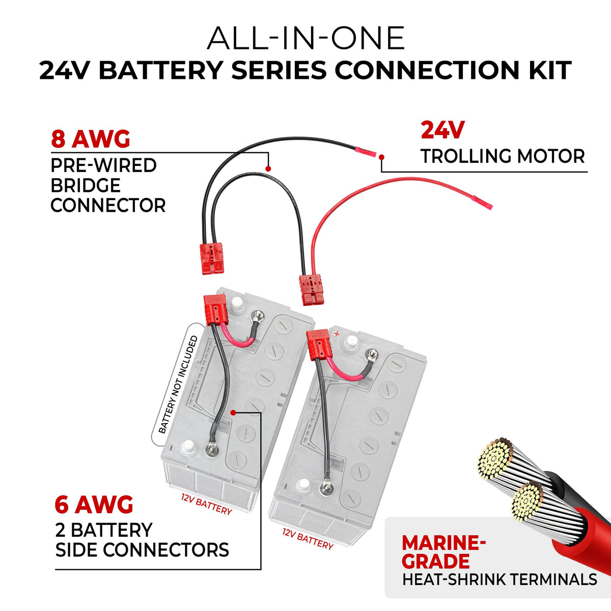 CONNECT EASE RCE24VBK Connect-Ease RCE24VBK 24-Volt Trolling Motor Connection Kit with Out On-Board Charging