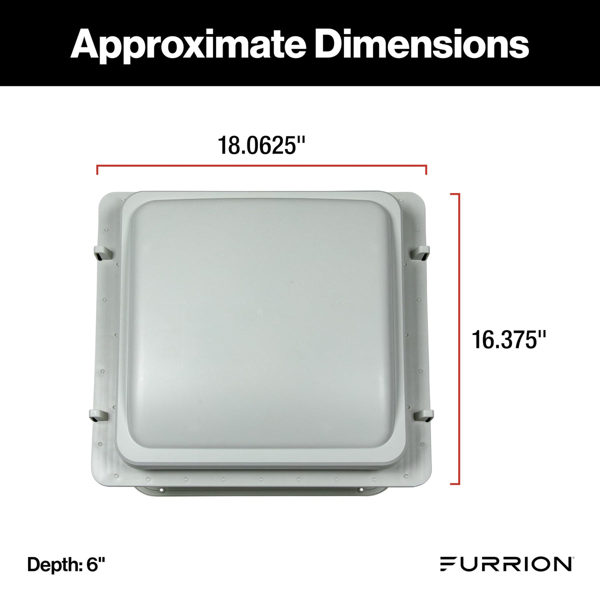 FURRION LLC FVF14D90R6A-PW-AM Furrion 10-Blade, 14" RV Rooftop Vent Exhaust Fan with Lid, Four Fan Speeds, Push-Button Controls, Removable Insect Screen, Flush-Mount Design for 2" to 7" Thick Roofs, White - FVF14D90R6A-PS-AM