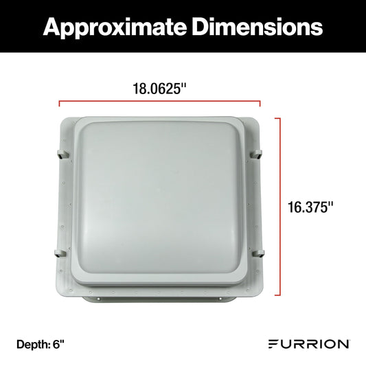 FURRION LLC FVF14D90R6A-PW-AM Furrion 10-Blade, 14" RV Rooftop Vent Exhaust Fan with Lid, Four Fan Speeds, Push-Button Controls, Removable Insect Screen, Flush-Mount Design for 2" to 7" Thick Roofs, White - FVF14D90R6A-PS-AM
