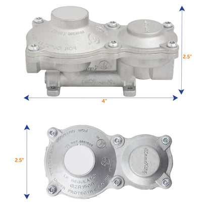 FLAME KING G2R150B Flame King 150,000 BTU Vertical Mounted 2-Stage Propane LP Regulator for RVs, Vans, Trailers, Campers, 100LB Tanks, ASME Tanks, Generators