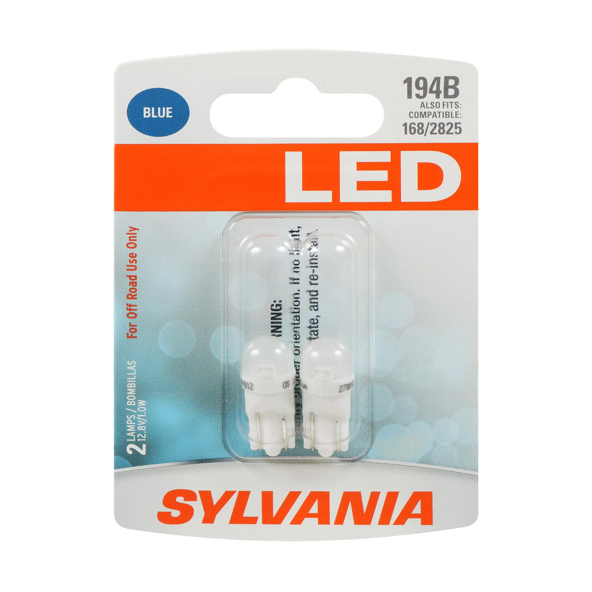 SYLVANIA 194BSL.BP2 SYLVANIA 194 T10 W5W LED Blue Mini Bulb, Interior Light, 2 Bulbs
