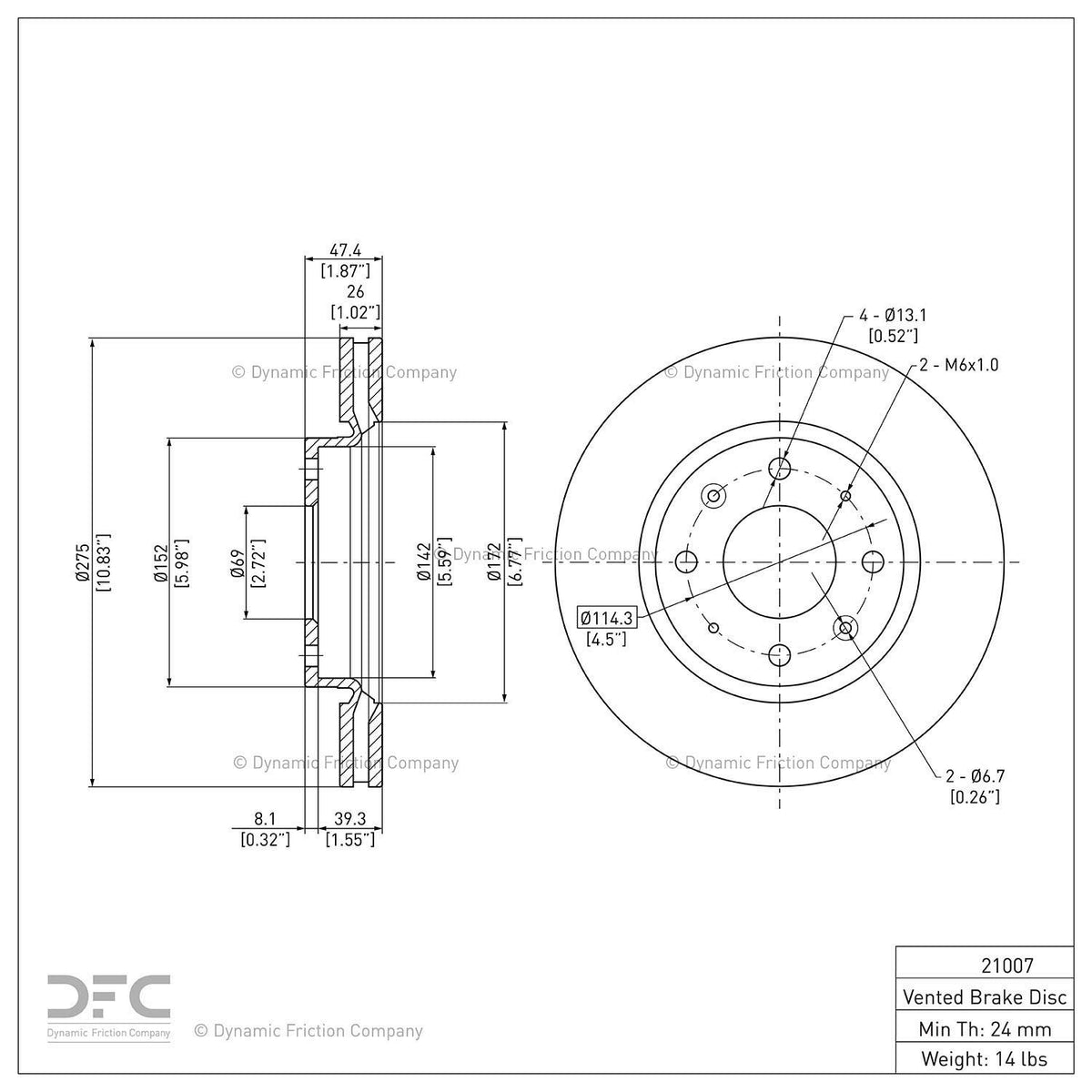 Dynamic Friction 604-21007 Front Brake Rotor