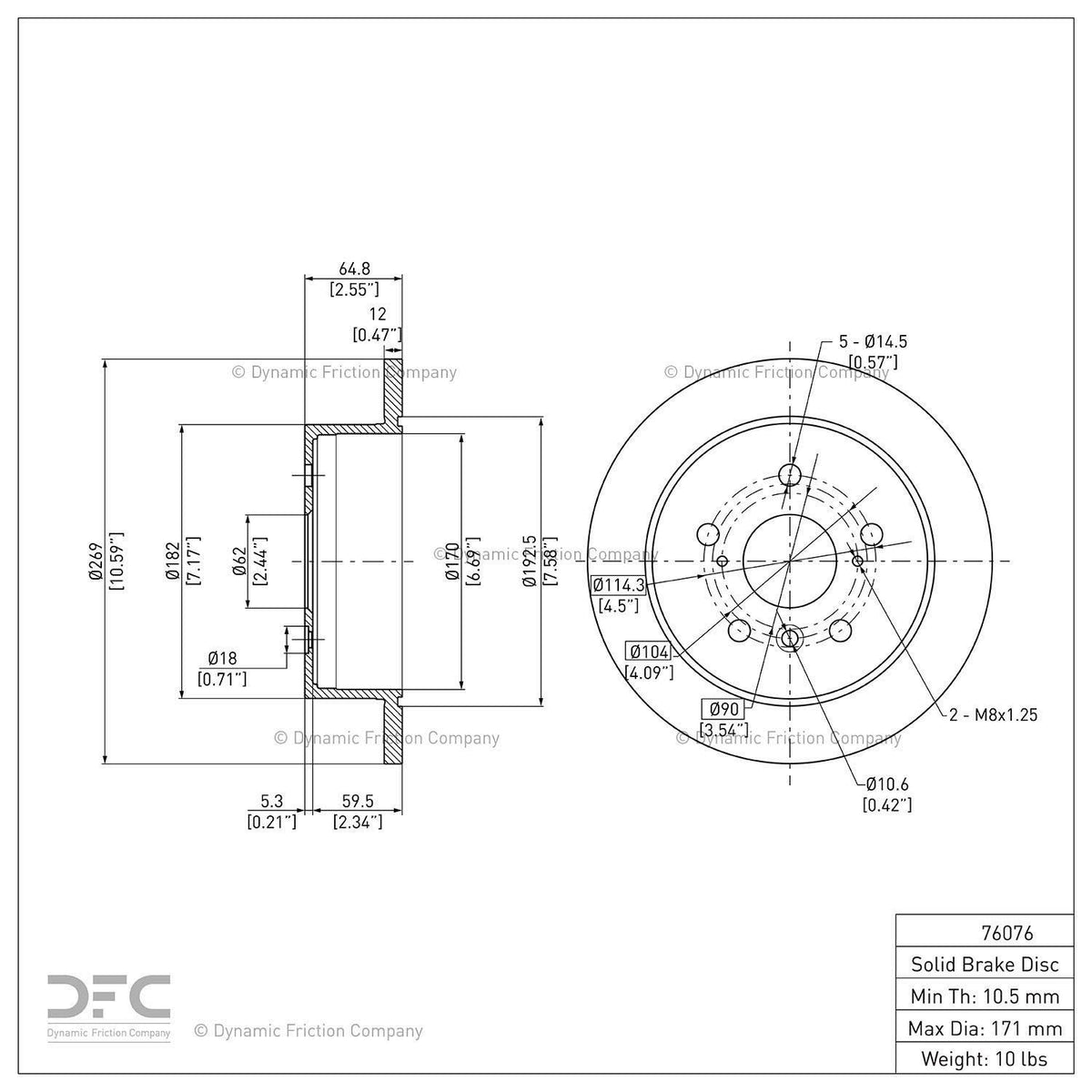 Dynamic Friction 600-76076 Rear Brake Rotor