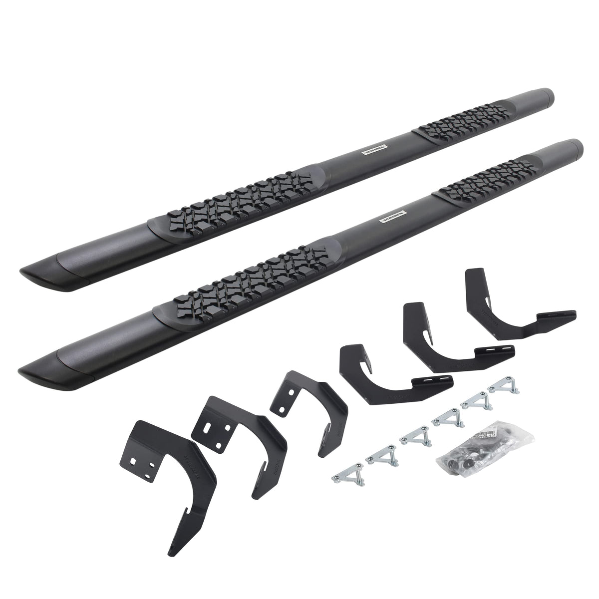 GO RHINO V3429980T Go Rhino V-Series V3 5" Side Steps & Mounting Brackets | Aluminium, Textured Black | V3429980T | Fits 2015-2018 Ram 1500 Quad Cab Pickup; 2019-2023 Ram 1500 Classic Quad Cab Pickup