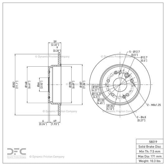 Dynamic Friction 604-58019 Rear Brake Rotor