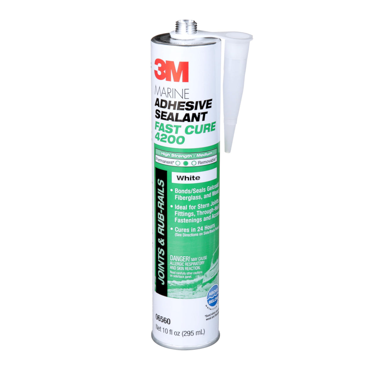 3M 06560 3M Marine Adhesive Sealant Fast Cure 4200FC, White, 295 mL Cartridge